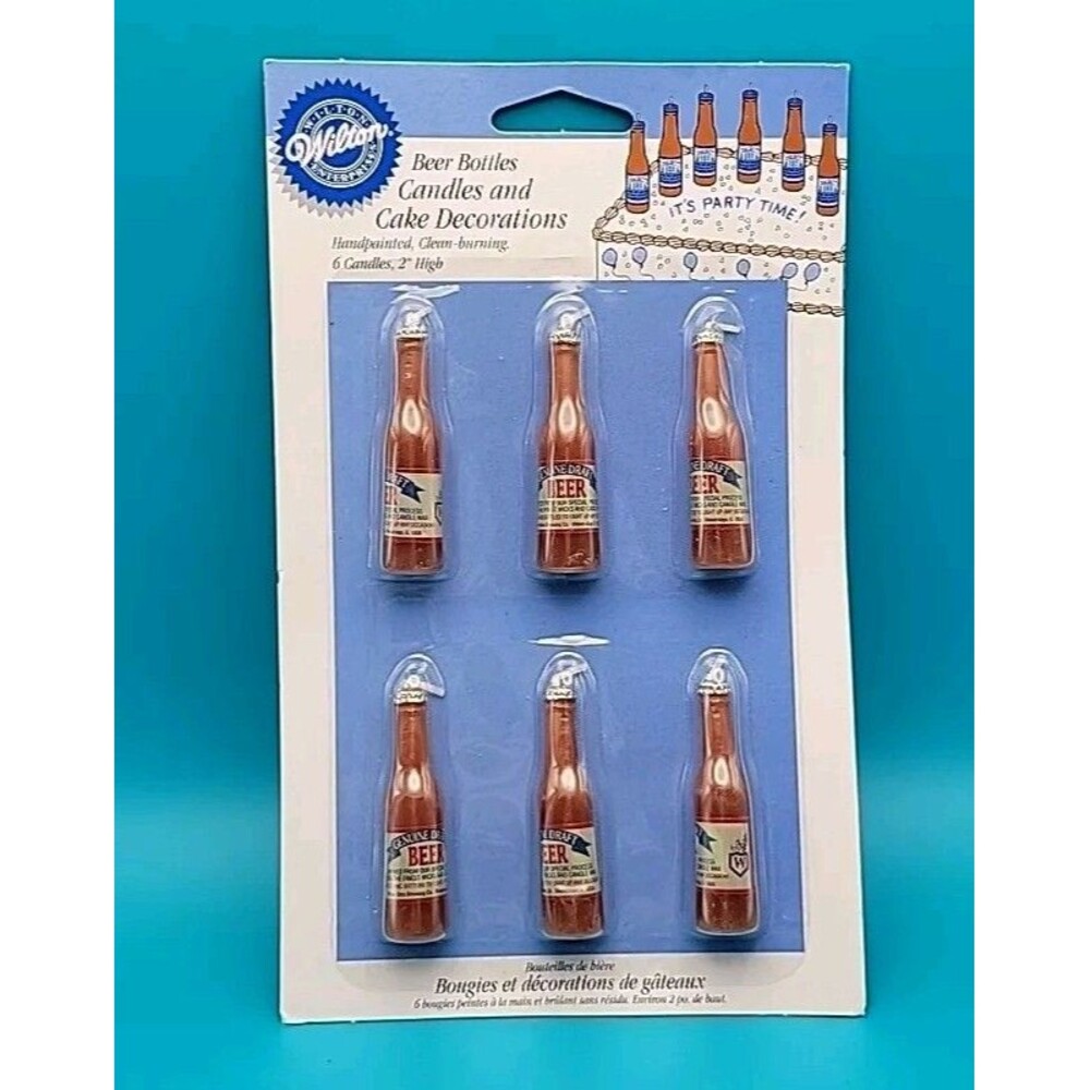 Wilton Beer Bottle Cake Toppers Candles 6 Pack Decorations NEW Old Stock